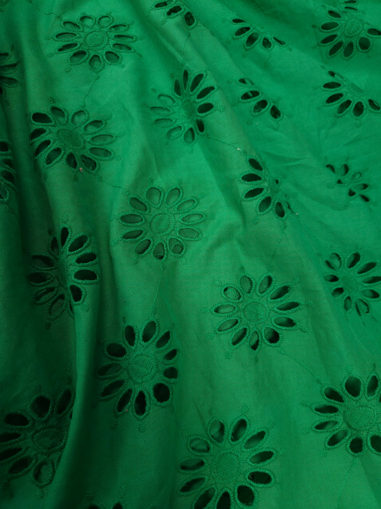 Forest Bloom Embroidered Cotton Eyelet Fabric