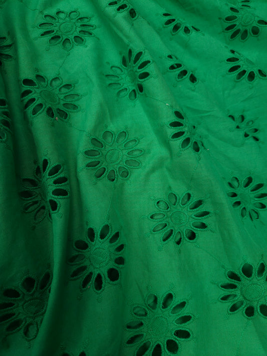 Forest Bloom Embroidered Cotton Eyelet Fabric