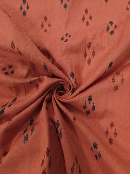 Rust Orange Ikat Print Cotton Linen Kurta Fabric with Olive Green Cotton Linen Bottom