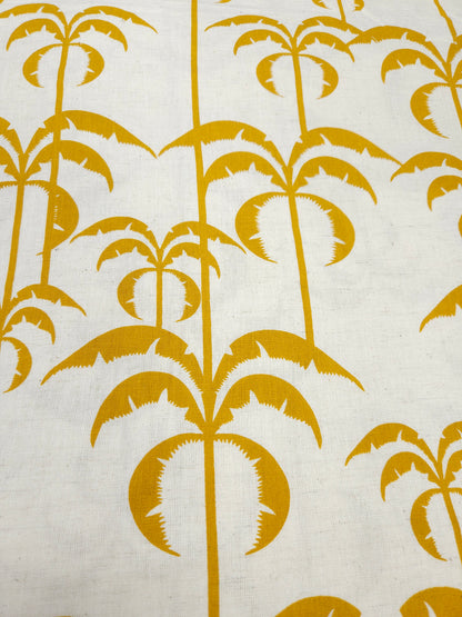 Sunshine Palm Tree Print Cotton Linen Fabric – Mustard