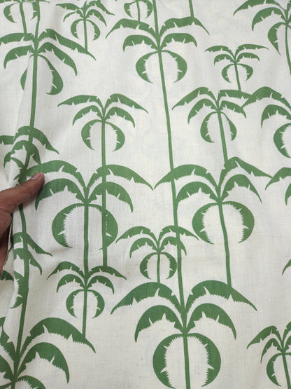 Botanical Palm Tree Print Cotton Linen Fabric – Green