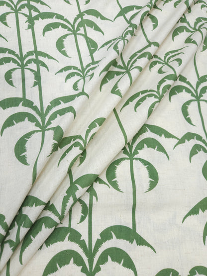Botanical Palm Tree Print Cotton Linen Fabric – Green