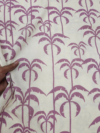 Designer Palm Tree Print Cotton Linen Fabric – Lavender