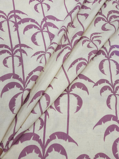 Designer Palm Tree Print Cotton Linen Fabric – Lavender