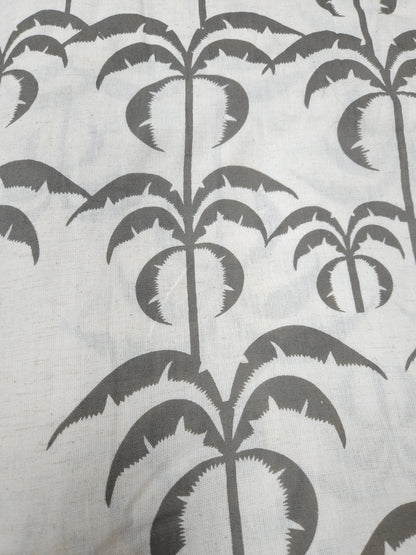 Elegant Palm Tree Print Cotton Linen Fabric – Grey