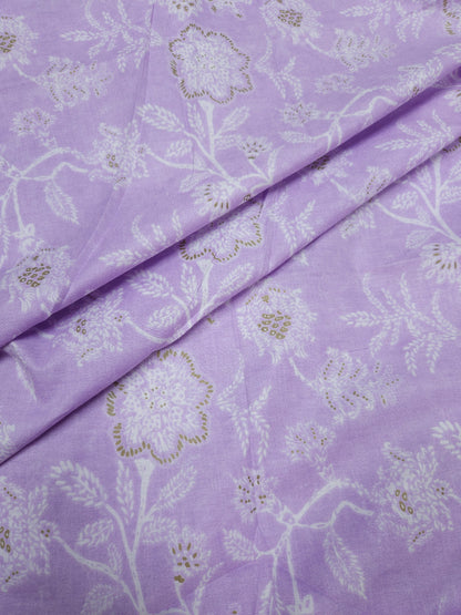 Lavender Floral Printed Cotton Fabric