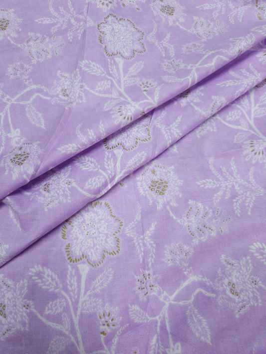 Lavender Floral Printed Cotton Fabric