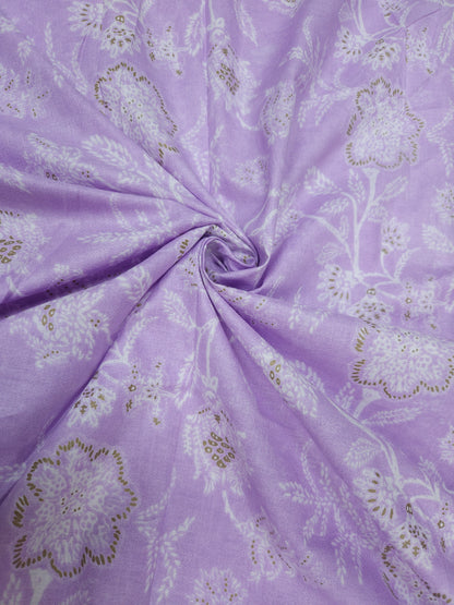 Lavender Floral Printed Cotton Fabric