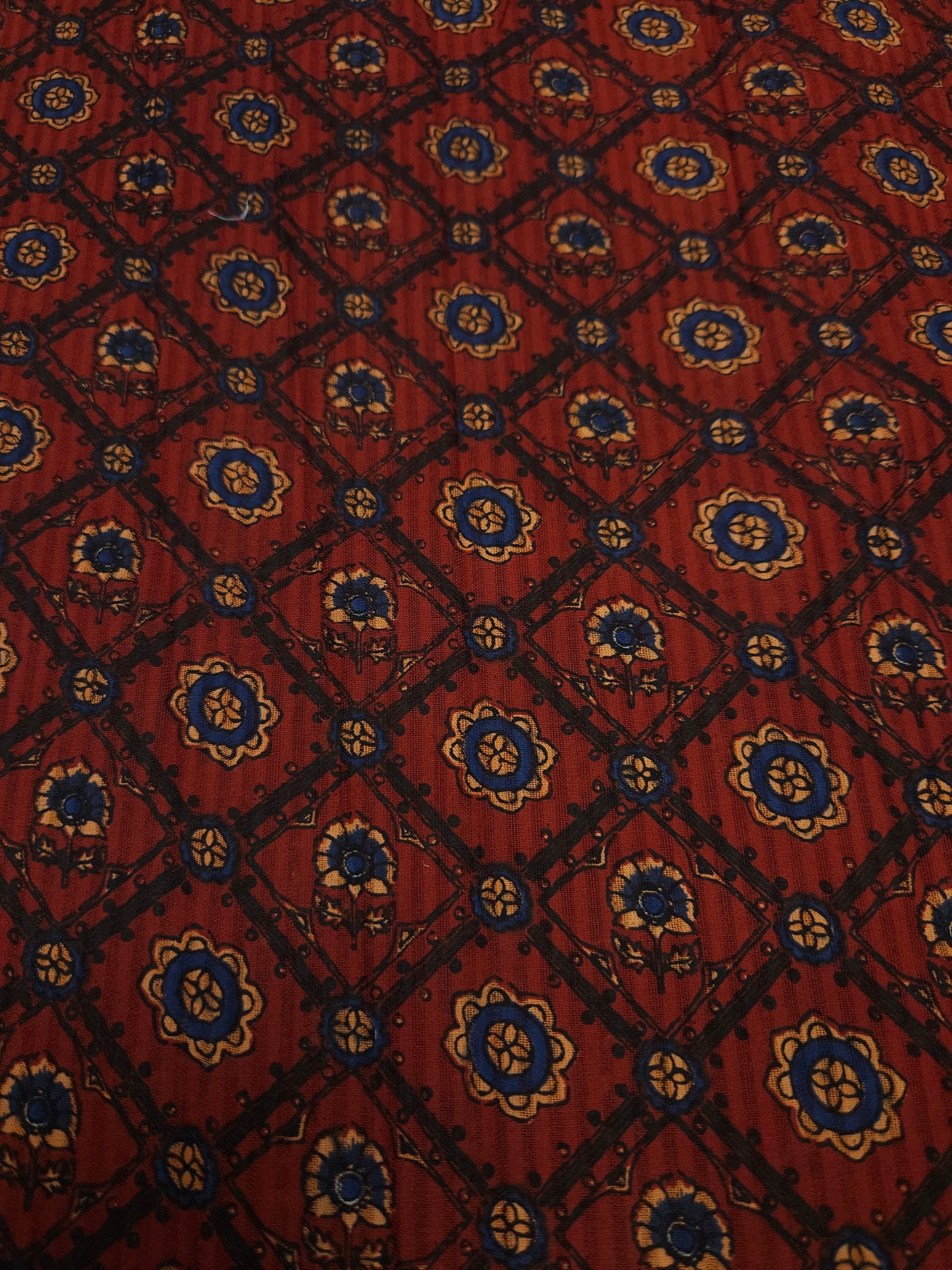 Rust Ajrakh Inspired Cotton Fabric