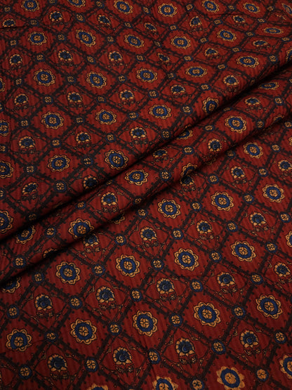 Rust Ajrakh Inspired Cotton Fabric