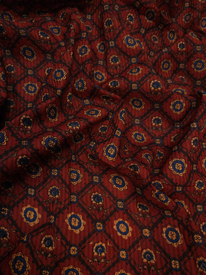 Rust Ajrakh Inspired Cotton Fabric