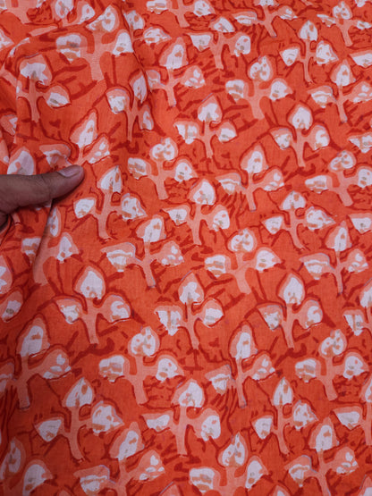 Orange Abstract Floral Cotton Fabric