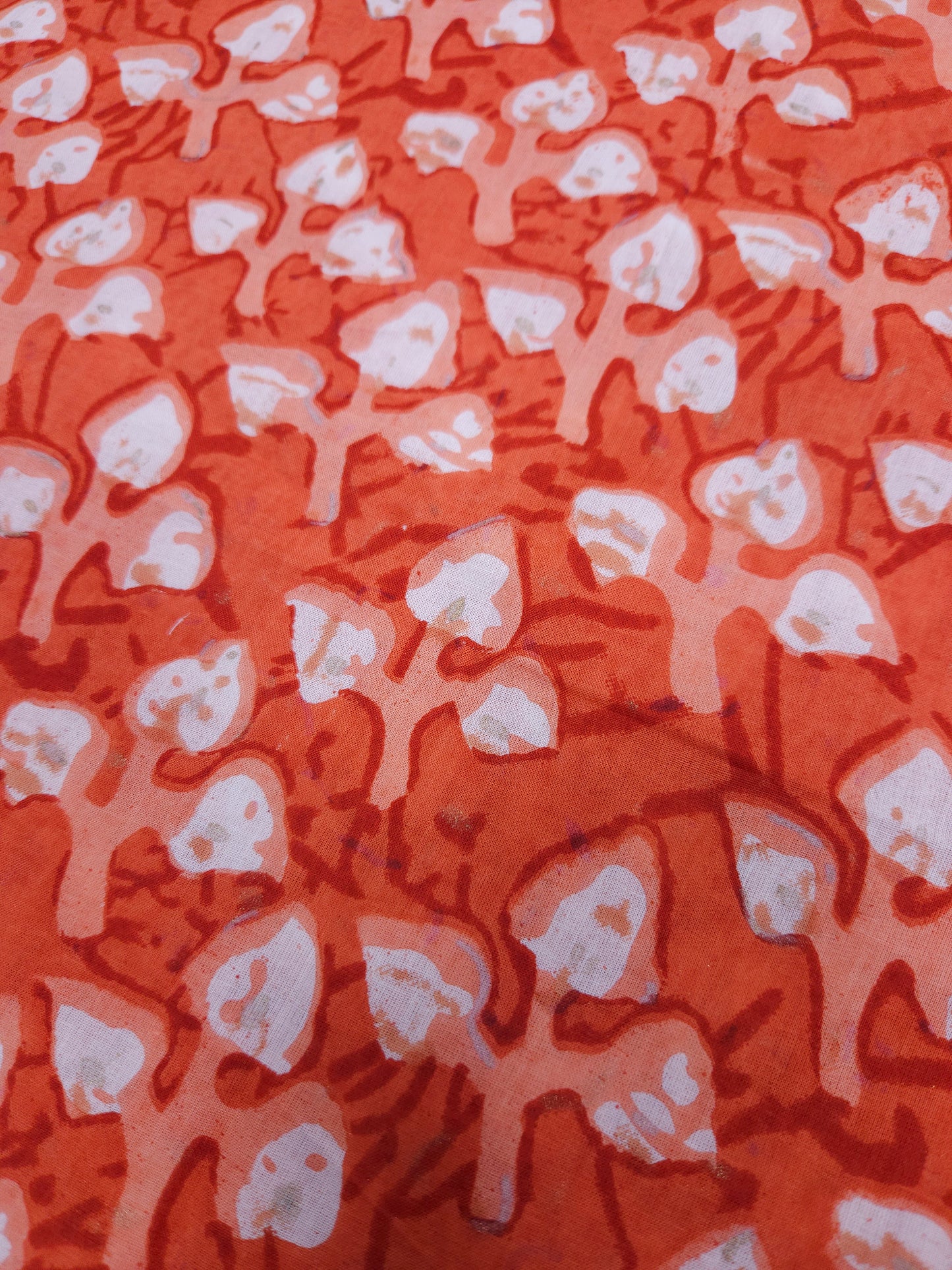 Orange Abstract Floral Cotton Fabric