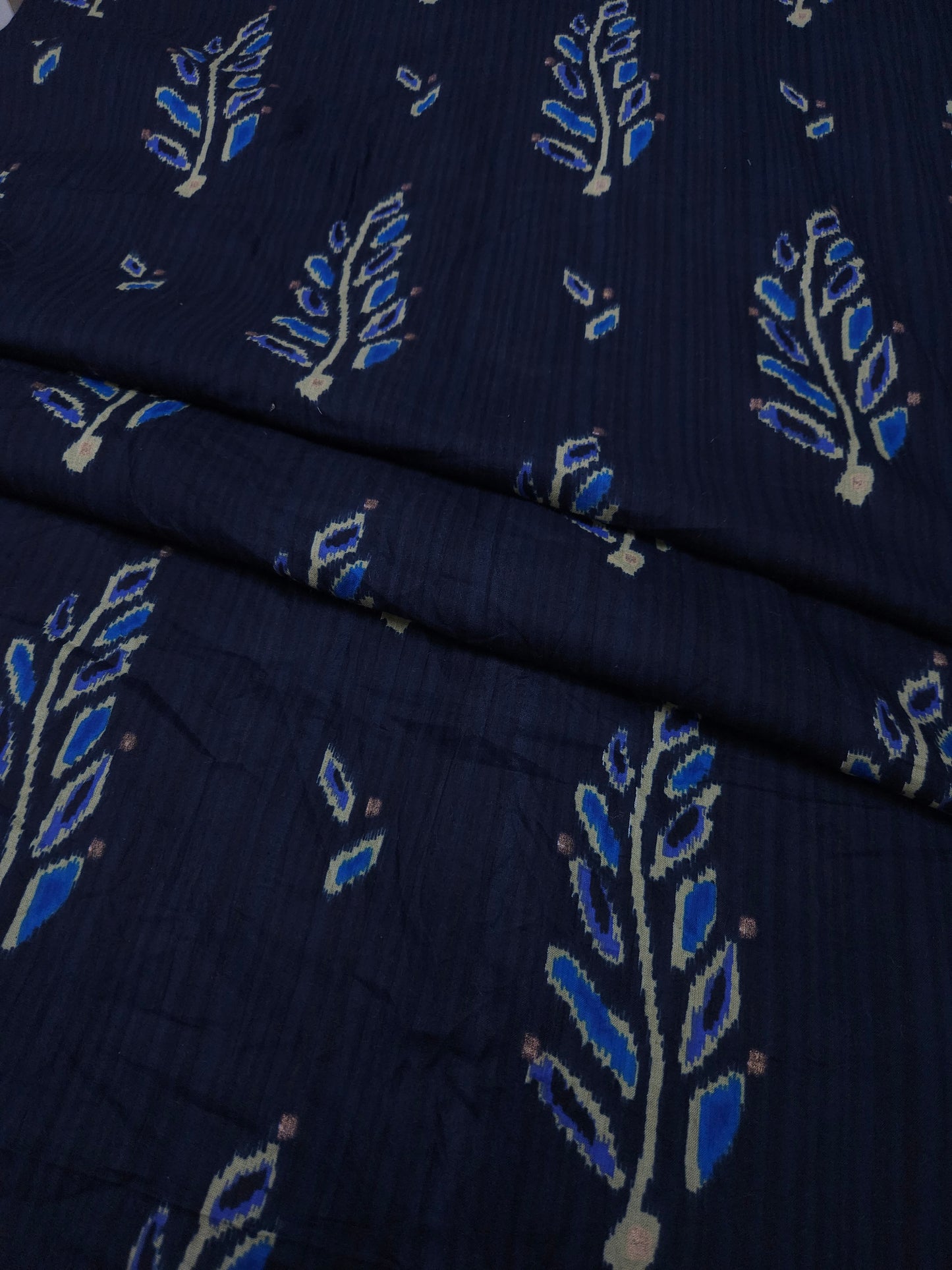 Indigo Ikat Motif Cotton Fabric