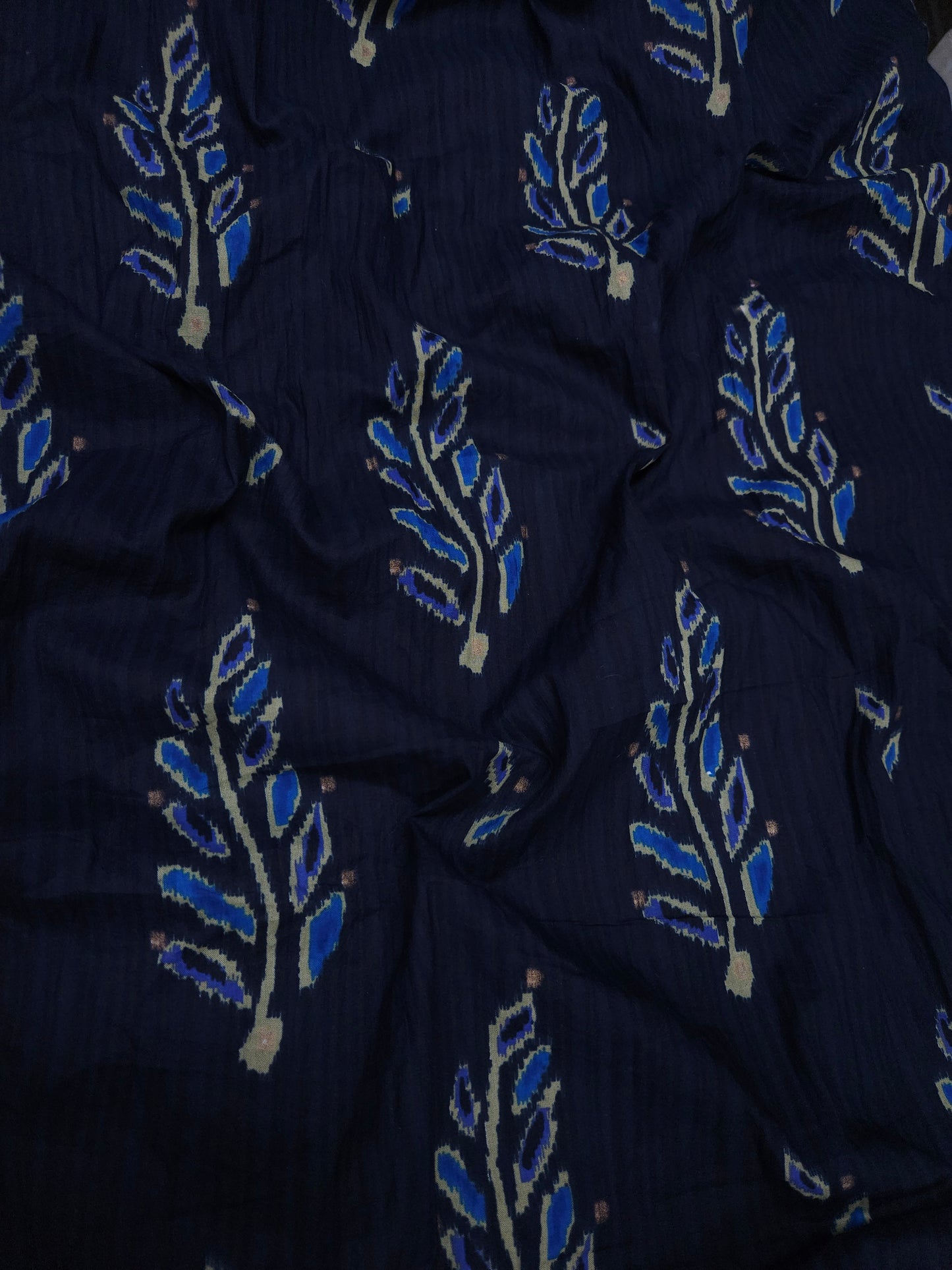 Indigo Ikat Motif Cotton Fabric