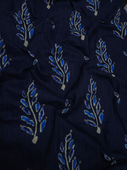 Indigo Ikat Motif Cotton Fabric