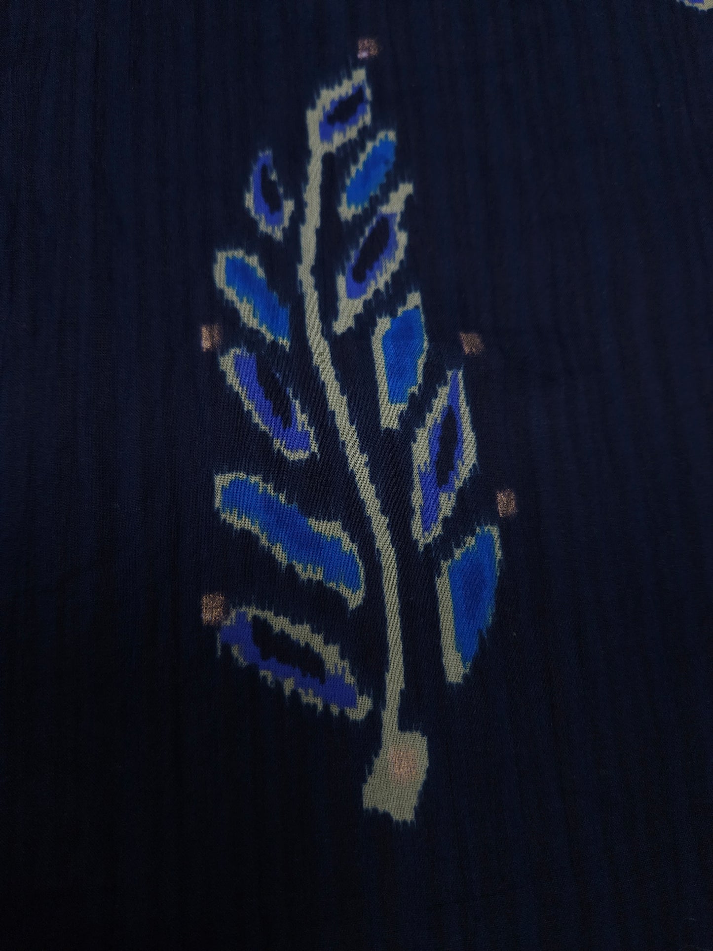 Indigo Ikat Motif Cotton Fabric