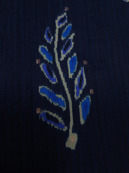 Indigo Ikat Motif Cotton Fabric