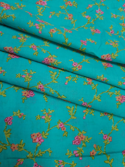 Aqua Vine Floral Cotton Fabric