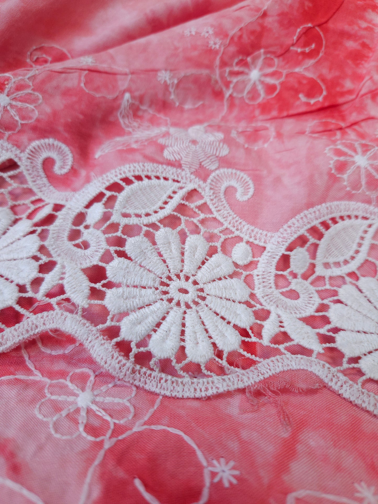Coral Pink Tie Dye Modal Rayon Fabric
