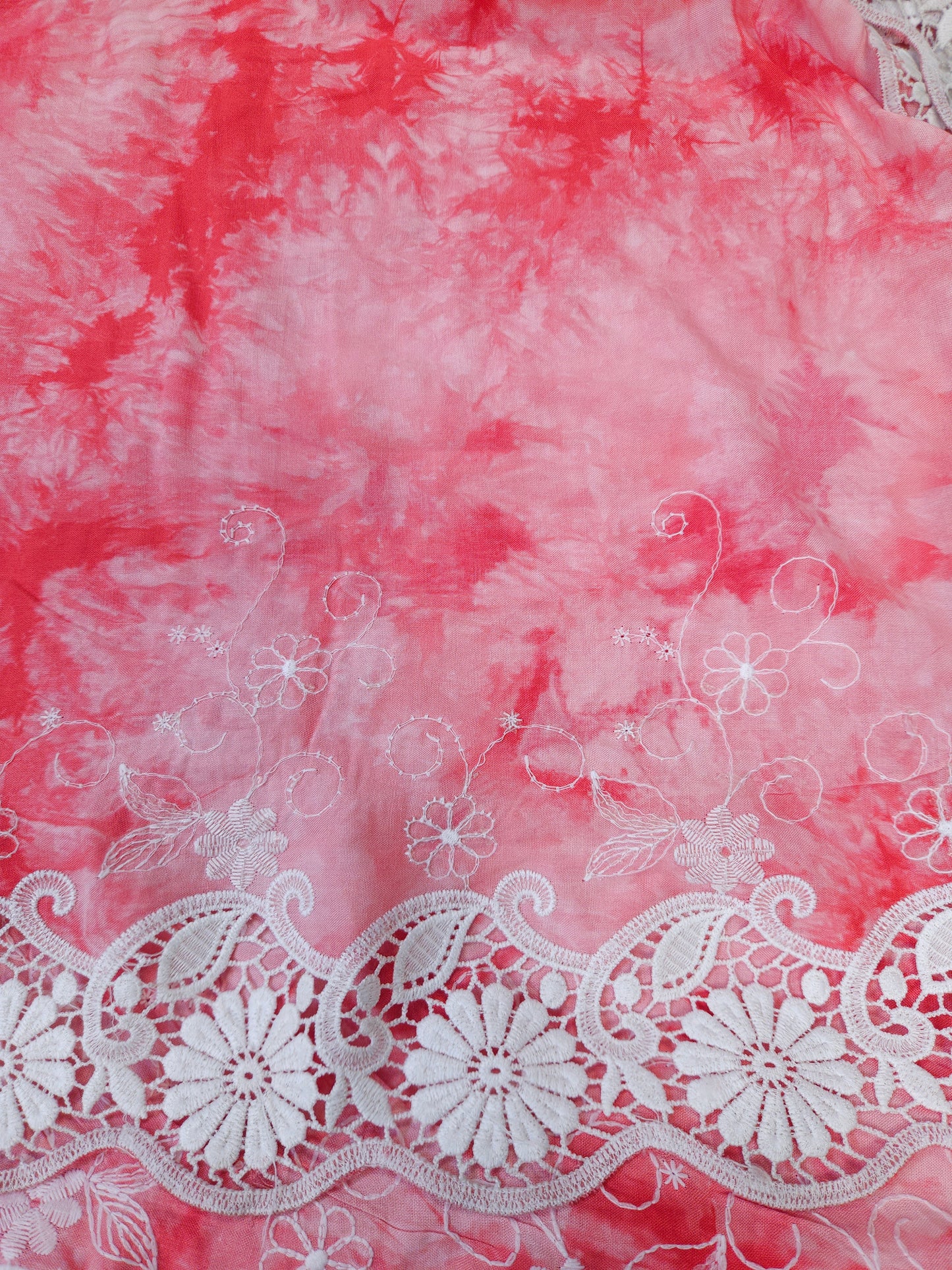 Coral Pink Tie Dye Modal Rayon Fabric
