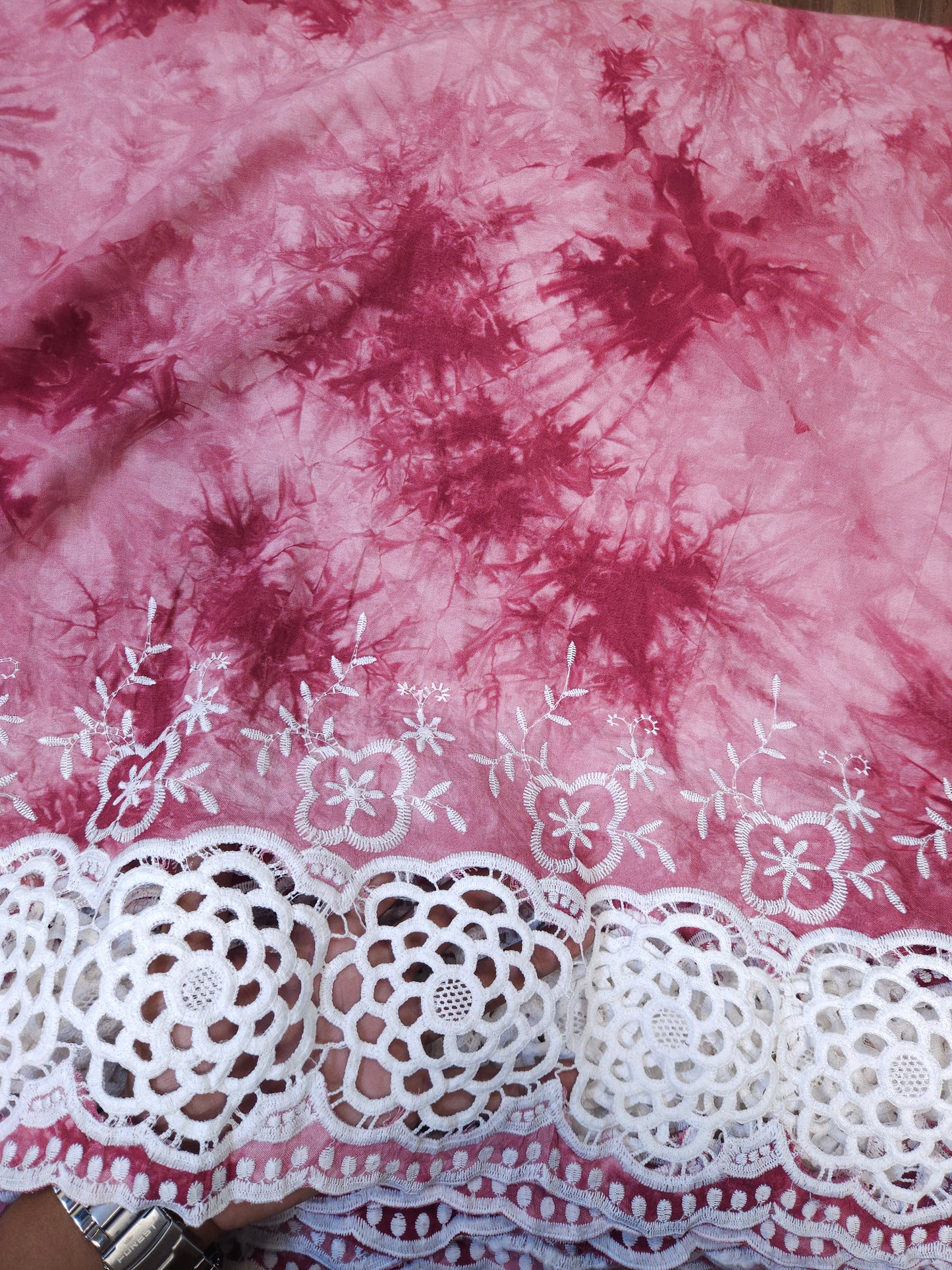 Dusty Rose Tie Dye Modal Rayon Fabric