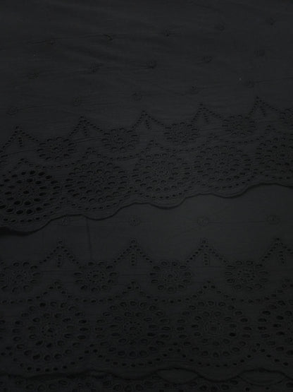 Midnight Heritage Border Schiffli Cotton Fabric