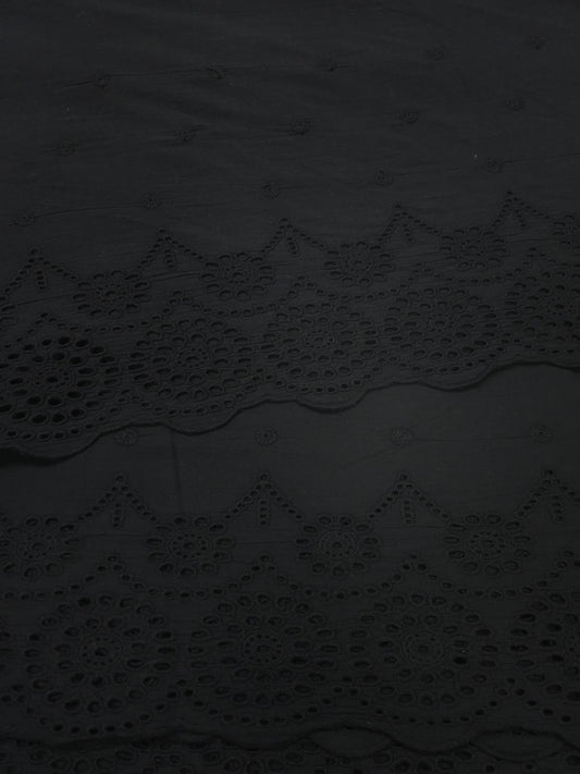 Midnight Heritage Border Schiffli Cotton Fabric