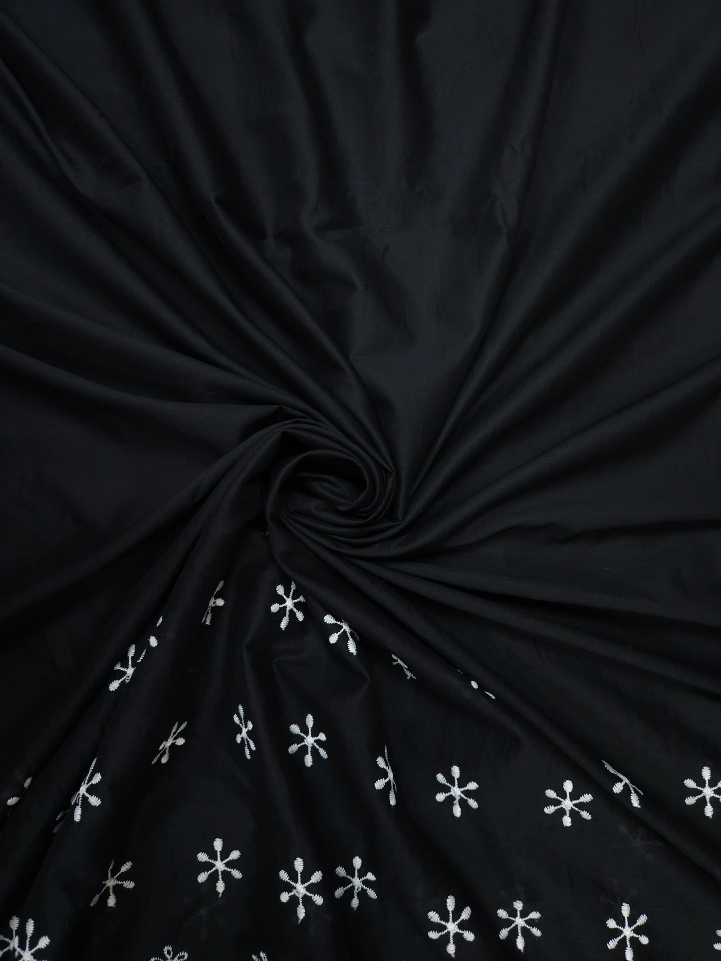 Midnight Royale Designer Border Schiffli Cotton Fabric