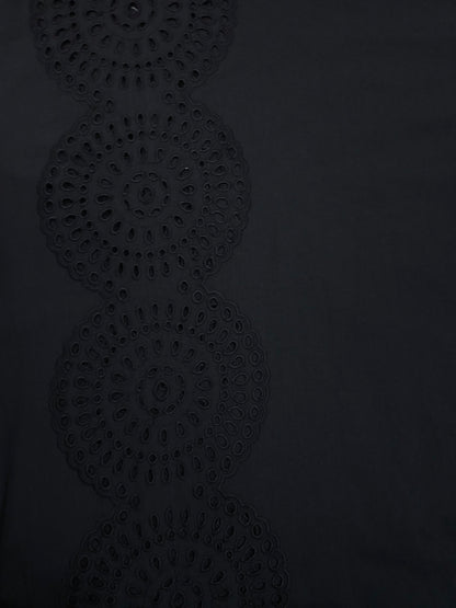 Midnight Heritage Border Schiffli Cotton Fabric