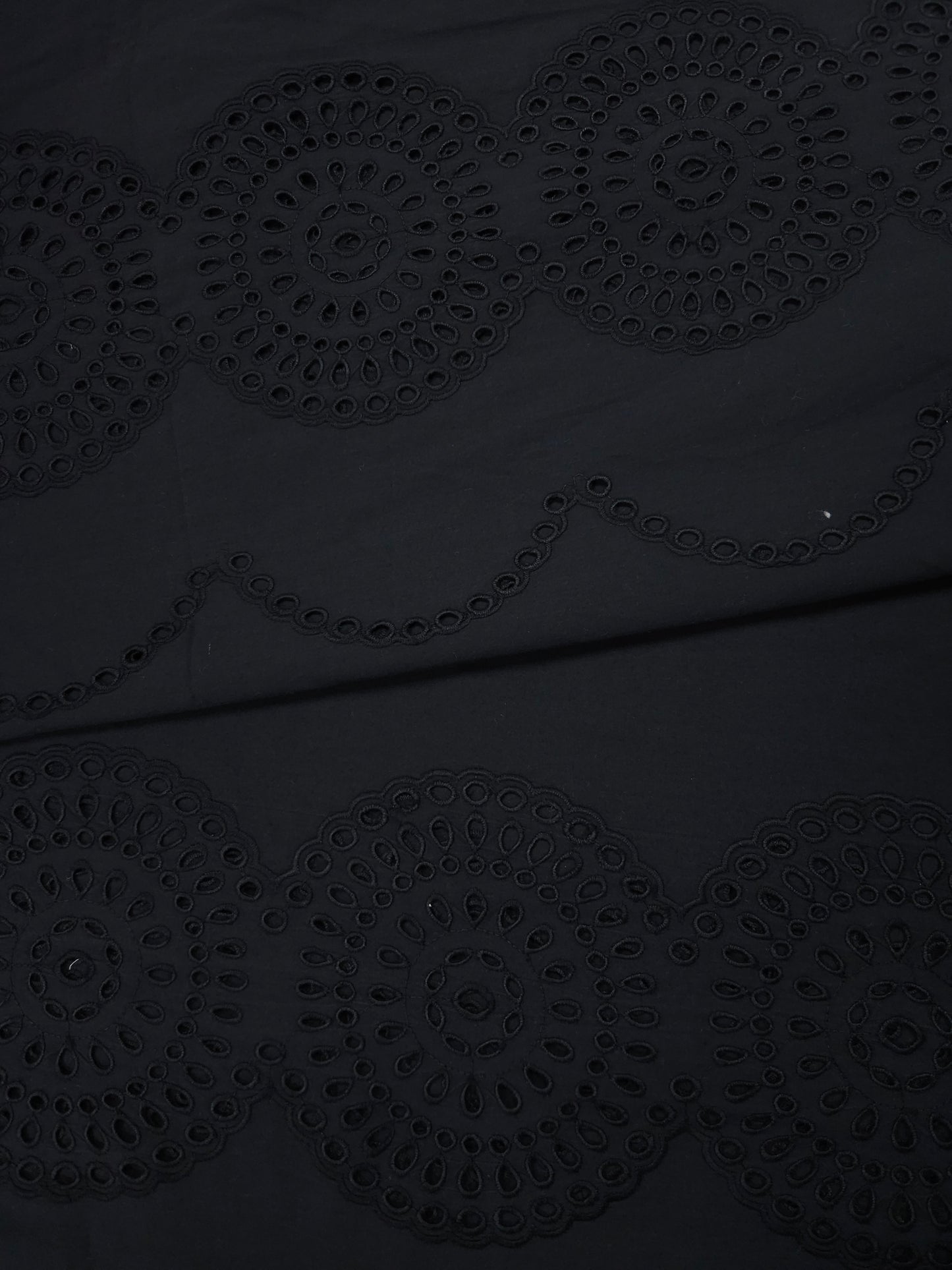 Midnight Heritage Border Schiffli Cotton Fabric