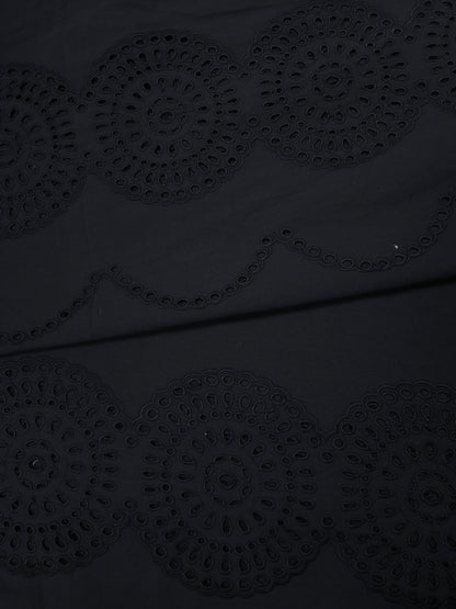 Midnight Heritage Border Schiffli Cotton Fabric