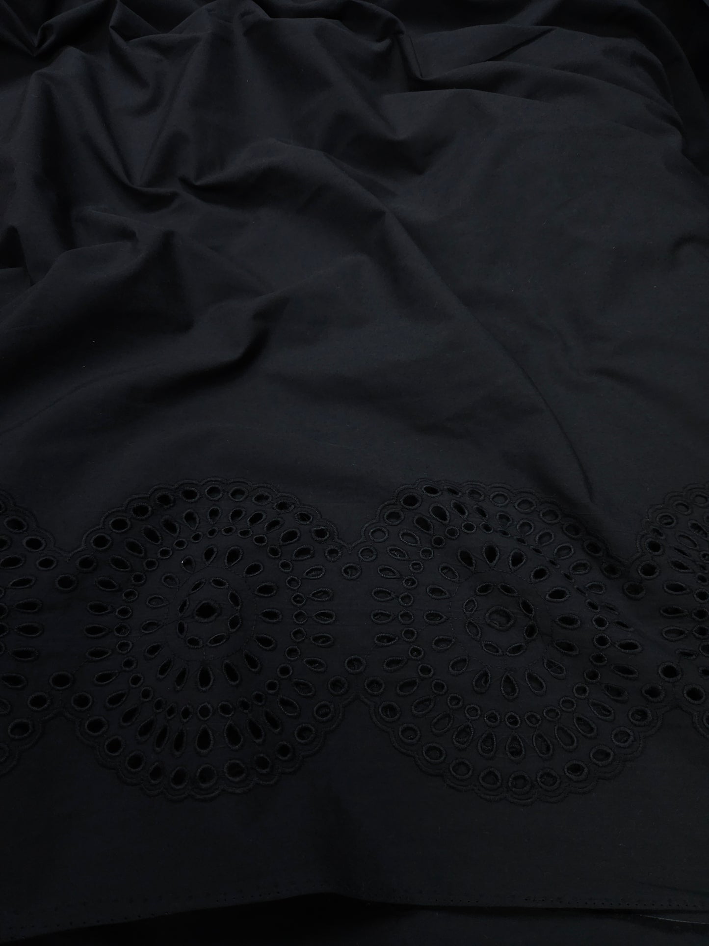 Midnight Heritage Border Schiffli Cotton Fabric
