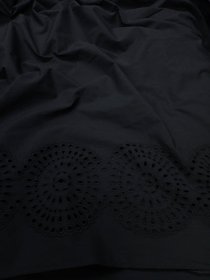 Midnight Heritage Border Schiffli Cotton Fabric