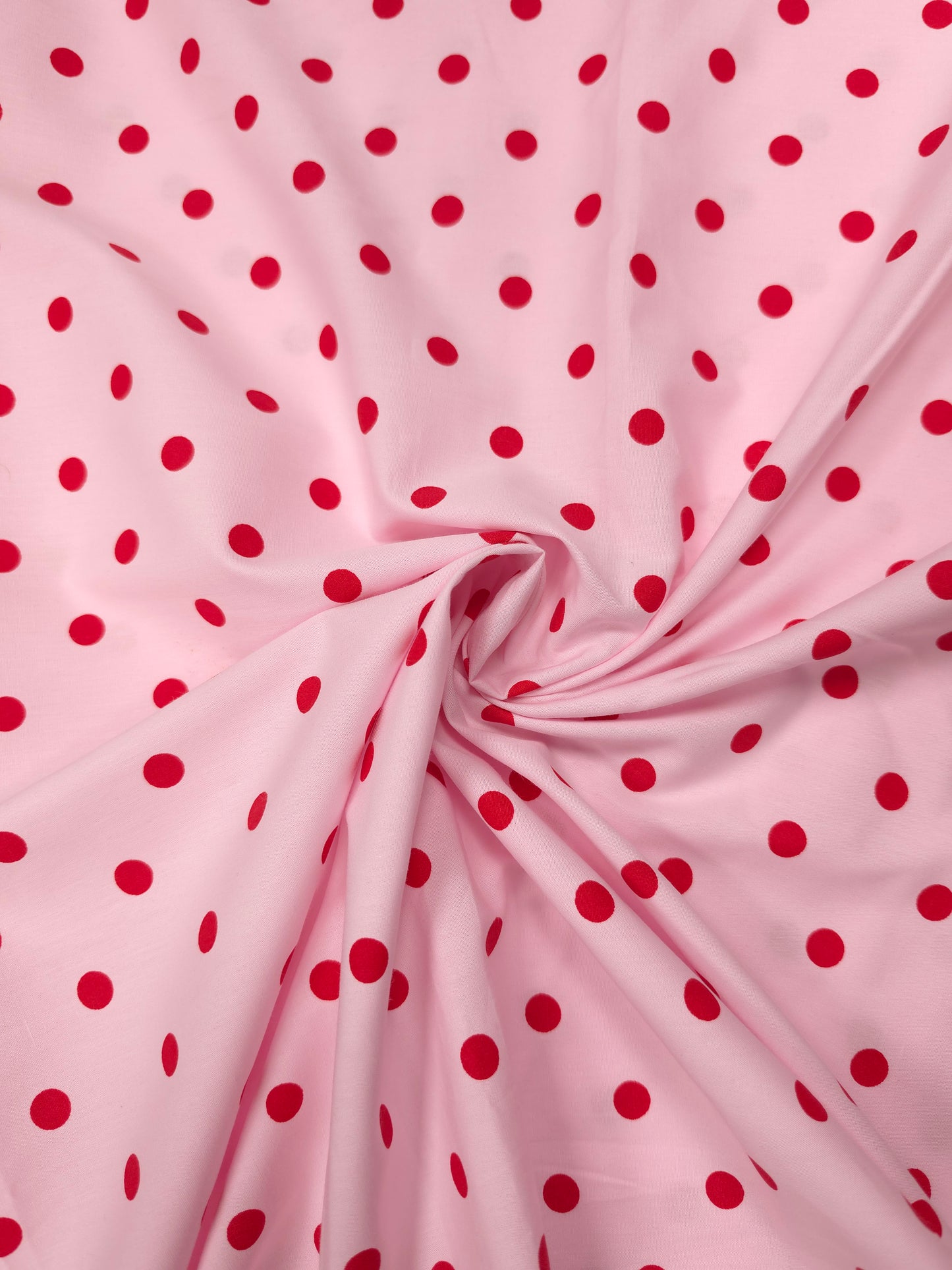 Baby Pink Cotton Poplin Polka Dot Fabric