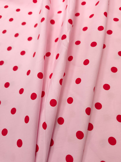 Baby Pink Cotton Poplin Polka Dot Fabric