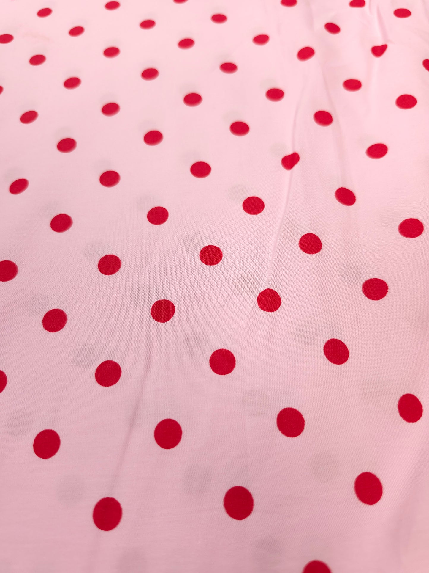 Baby Pink Cotton Poplin Polka Dot Fabric