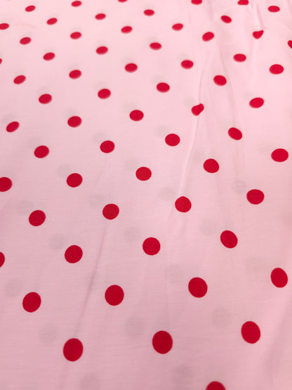 Baby Pink Cotton Poplin Polka Dot Fabric