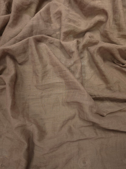 Mocha Luxe Designer Border Schiffli Cotton Fabric