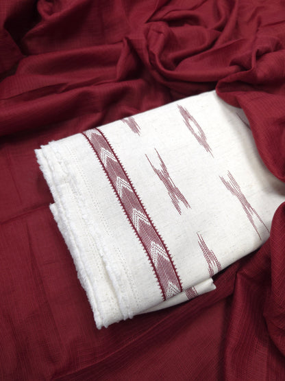 Heritage Weave Cotton Linen Suit Set with Kota Cotton Stole