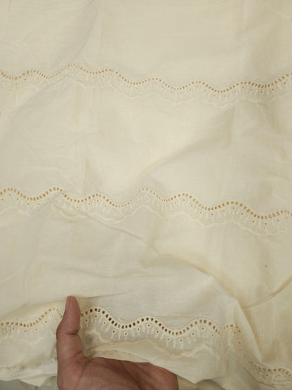 Cream Schiffli Cotton Suit Set with Leopard Print Muslin Dupatta