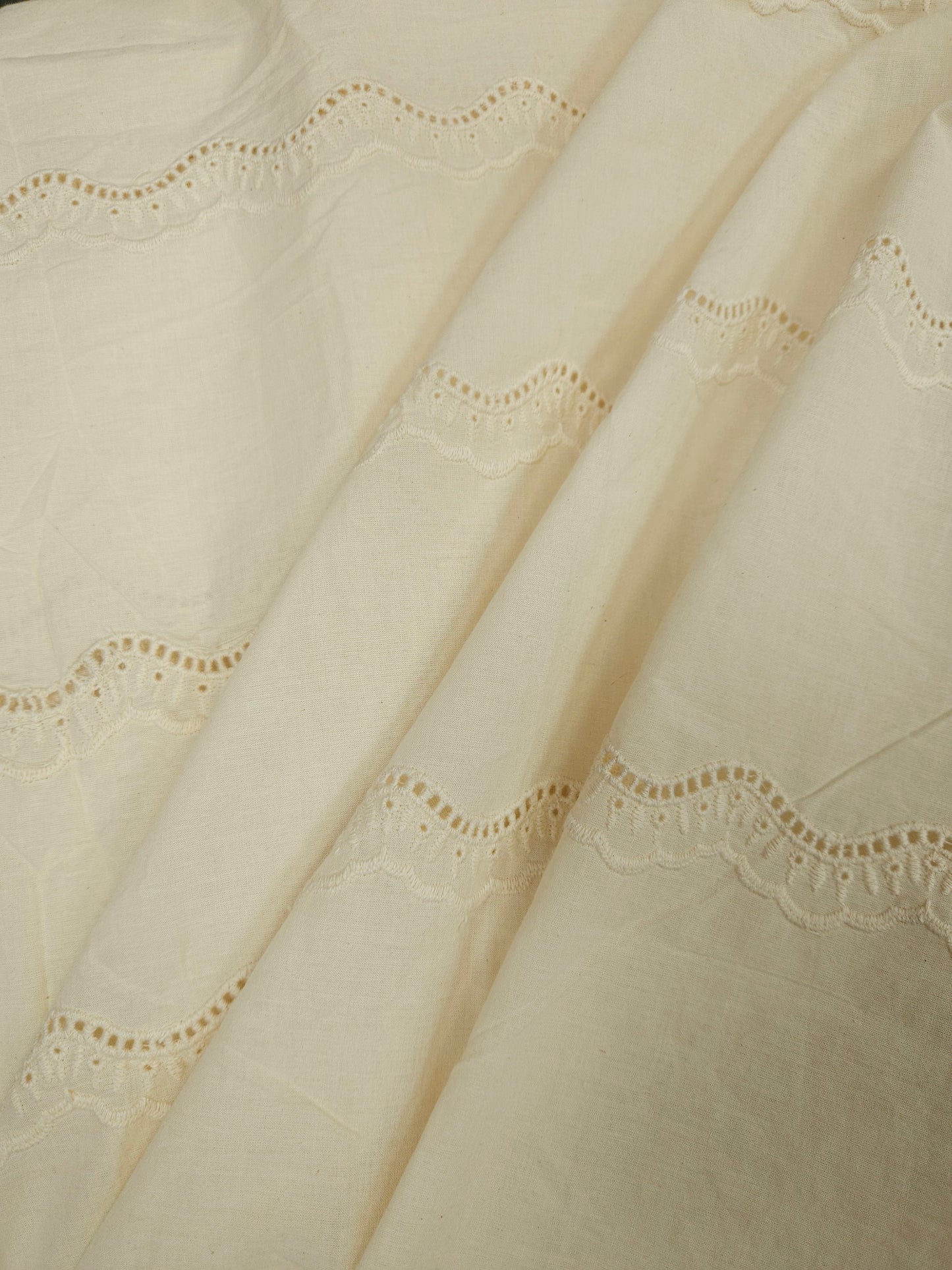 Cream Schiffli Cotton Suit Set with Leopard Print Muslin Dupatta