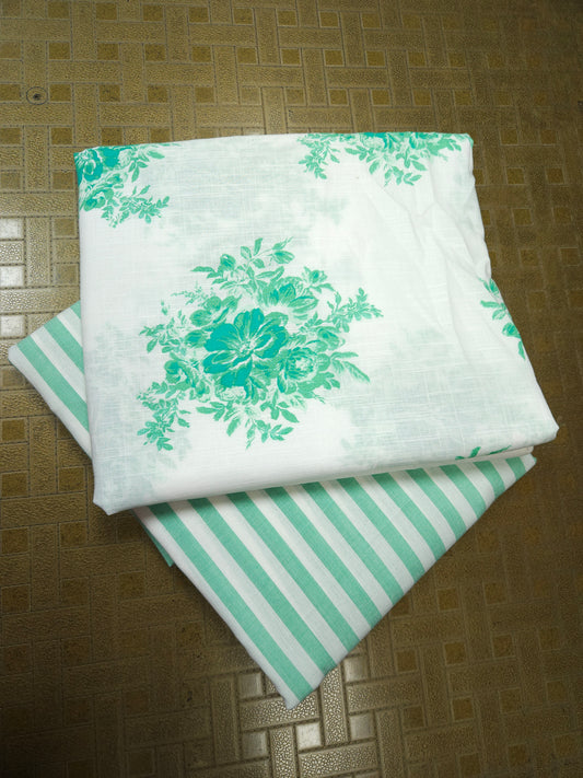 Mint Blossom Cotton Slub Printed Suit Set