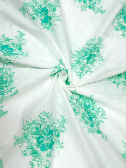 Mint Blossom Cotton Slub Printed Suit Set