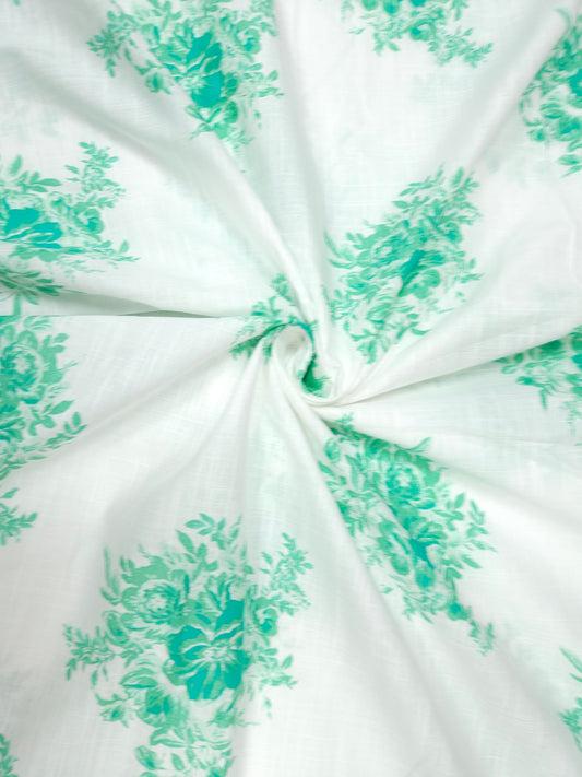 Mint Blossom Cotton Slub Printed Suit Set