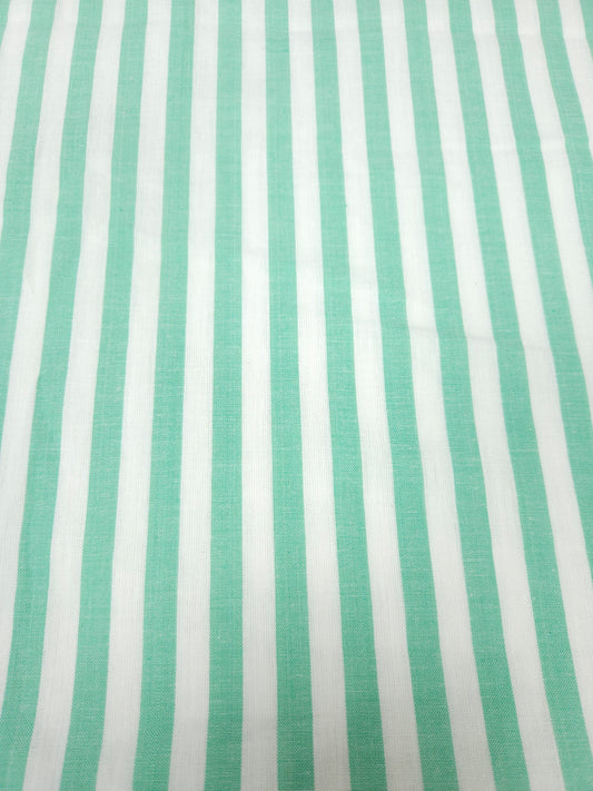 Mint Stripe Cotton Slub Fabric