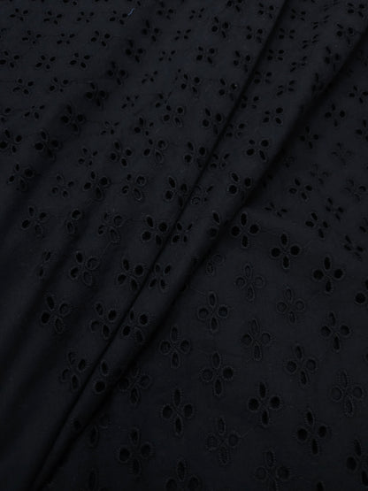 Midnight Bloom Cotton All Over Schiffli Fabric