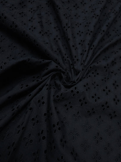 Midnight Bloom Cotton All Over Schiffli Fabric
