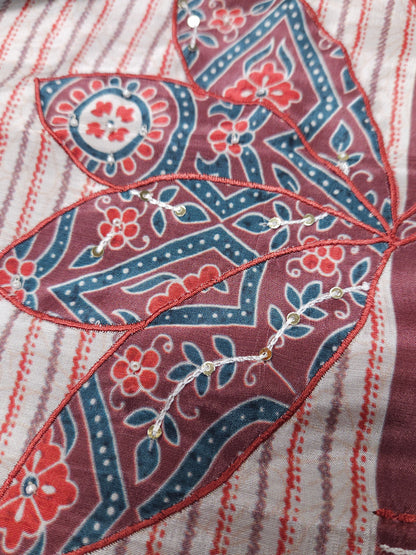 Wine Royale Printed Cotton Suit Set Fabric with Cotton Muslin Dupatta (3-Piece)