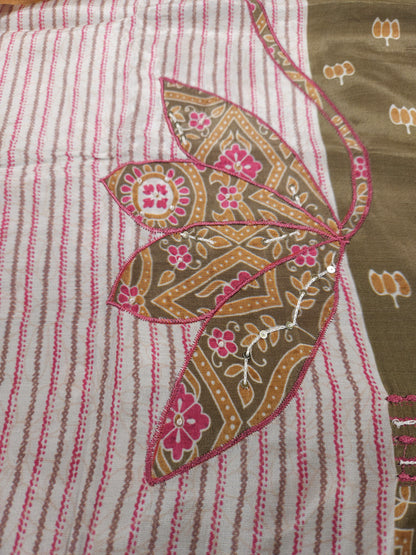 Olive Heritage Printed Cotton Suit Set Fabric with Cotton Muslin Dupatta (3-Piece)